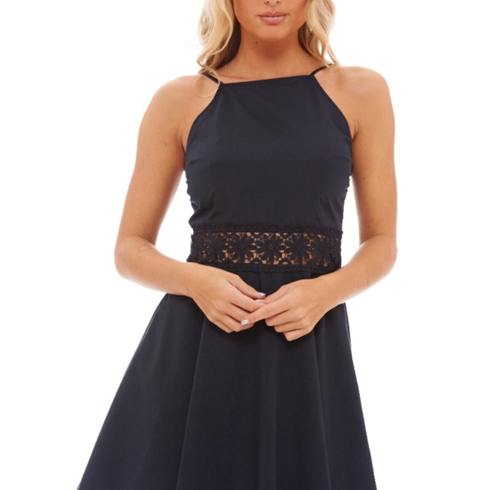 Navy Crochet Detail Dress